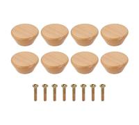 sourcing map 8Pcs Round Wood Drawer Knob, 1.77" Diameter Flat Head Dresser Knobs Solid Wooden Knobs with Screws for Furniture Drawer Wardrobe Cupboard, Beech Color