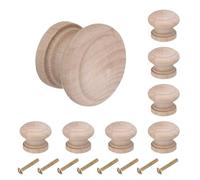 sourcing map 8pcs Round Wooden Knobs, 28mm/1.1" Mushroom Shape Kitchen Cabinet Knobs Single Hole Drawer Pull Hardware Handles Decorative Furniture for Drawer Dresser Wardrobe, Wooden