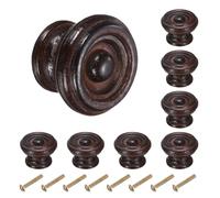 sourcing map 8pcs Round Wooden Knobs, 37mm/1.5" Mushroom Shape Kitchen Cabinet Knobs Single Hole Drawer Pull Hardware Handles Decorative Furniture for Drawer Dresser Wardrobe, Dark Brown