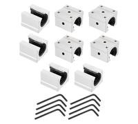 sourcing map 8pcs SBR20UU Linear Bearing Block 20mm Open Slide Bearing Long Block for SBR20 Linear Motion Shaft Guides Slide Rails as 3D Printer CNC Router Part, Silver Tone