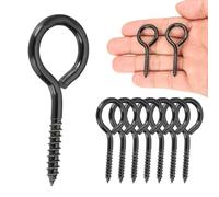 sourcing map 8Pcs Screw Hooks Eyes, M4x50mm/2Inch 304 Stainless Steel Heavy Duty Eye Bolts Screw, Self Tapping Eye Bolts Closed-End Indoor & Outdoor for Hanging Artwork, Black