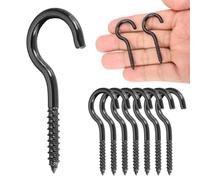sourcing map 8Pcs Screw Hooks Eyes, M4x50mm/2Inch 304 Stainless Steel Heavy Duty Eye Bolts Screw, Self Tapping Eye Bolts Open-End Indoor & Outdoor for Hanging Artwork, Black