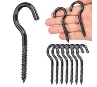 sourcing map 8Pcs Screw Hooks Eyes, M6x80mm/3.1Inch 304 Stainless Steel Heavy Duty Eye Bolts Screw, Self Tapping Eye Bolts Open-End Indoor & Outdoor for Hanging Artwork, Black