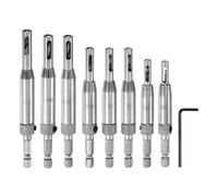 sourcing map 8pcs Self Centering Drill Bit Set 5/64-1/4" 5mm, 1/4" Hex Shank Drilling Bits for Wood Working, Cabinet Door Hinge Hole Punch Tool Self Center with Hex Keys L-Shaped, Silver