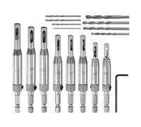 sourcing map 8pcs Self Centering Drill Bit Set 5/64-1/4" 5mm, 1/4" Hex Shank Drilling Bits for Wood Working, Cabinet Door Hinge Hole Punch Tool Self Center with 8 Drill Bit Replacement