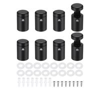 sourcing map 8pcs Side Clamp Standoffs, 3/4" x 1" Black Aluminum Standoff Screws Wall Sign Mounting Hardware Edge Grips for Acrylic Signs, Hanging Picture Frame, Advertising