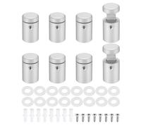 sourcing map 8pcs Side Clamp Standoffs, 3/4" x 1" Silver Aluminum Standoff Screws Wall Sign Mounting Hardware Edge Grips for Acrylic Signs, Hanging Picture Frame, Advertising