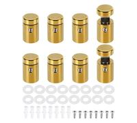 sourcing map 8pcs Side Clamp Standoffs, 5/8" x 3/4" Gold Aluminum Standoff Screws Wall Sign Mounting Hardware Edge Grips for Acrylic Signs, Hanging Picture Frame, Advertising