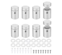 sourcing map 8pcs Side Clamp Standoffs, 5/8" x 3/4" Silver Aluminum Standoff Screws Wall Sign Mounting Hardware Edge Grips for Acrylic Signs, Hanging Picture Frame, Advertising