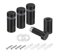 sourcing map 8Pcs Sign Standoff Screws, 15/32" x 1" Stainless Steel Wall Standoff Mount Hardware Advertising Glass Nail for Glass Acrylic Panel Picture Frame, Black