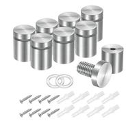 sourcing map 8Pcs Sign Standoff Screws, 3/4" x 1" Stainless Steel Wall Standoff Mount Hardware Advertising Glass Nail for Glass Acrylic Panel Picture Frame, Silver Tone