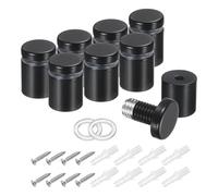 sourcing map 8Pcs Sign Standoff Screws, 3/4" x 1" Stainless Steel Wall Standoff Mount Hardware Advertising Glass Nail for Glass Acrylic Panel Picture Frame, Black