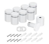 sourcing map 8Pcs Sign Standoff Screws, 3/4" x 1" Stainless Steel Wall Standoff Mount Hardware Advertising Glass Nail for Glass Acrylic Panel Picture Frame, White