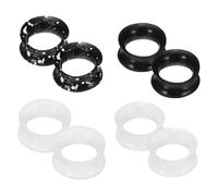 sourcing map 8pcs Silicone Ear Gauge, 5/8" (16mm) Flexible Ear Tunnels Plugs Double Flared Earring Stretchers Expander for Women Men, White,Black,Clear
