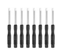 sourcing map 8pcs SL3.0 Mini Flat Head Screwdriver 3.07" Length Screwdrivers 1.8" Carbon Steel with Ergonomic Handle for DIY Repairing, Black