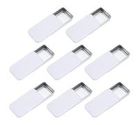 sourcing map 8Pcs Slide Top Tin Containers, Mini Metal Empty Tins Box with Sliding Lids, 2.4"x1.3"x0.4" Rectangular Storage Organizers for Lip Balm, Solid Perfume, Small Items, Bright White