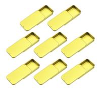 sourcing map 8Pcs Slide Top Tin Containers, Mini Metal Empty Tins Box with Sliding Lids, 2.4"x1.3"x0.4" Rectangular Storage Organizers for Lip Balm, Solid Perfume, Small Items, Golden