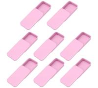 sourcing map 8Pcs Slide Top Tin Containers, Mini Metal Empty Tins Box with Sliding Lids, 2.4"x1.3"x0.4" Rectangular Storage Organizers for Lip Balm, Solid Perfume, Small Items, Light Pink
