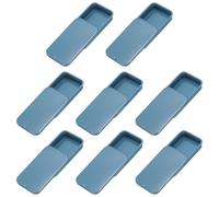 sourcing map 8Pcs Slide Top Tin Containers, Mini Metal Empty Tins Box with Sliding Lids, 2.4"x1.3"x0.4" Rectangular Storage Organizers for Lip Balm, Solid Perfume, Small Items, Dark Blue