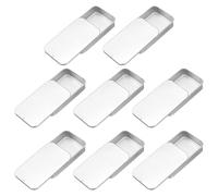 sourcing map 8Pcs Slide Top Tin Containers, Mini Metal Empty Tins Box with Sliding Lids, 3.1"x2"x0.6" Rectangular Storage Organizers for Lip Balm, Solid Perfume, Small Items, Silver