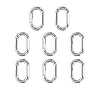 sourcing map 8pcs Spring O Ring Clip, Metal Spring Clasp Key Ring, Rounded Rectangle Keychain Snap Buckle Accessories for Purse Shoulder Bag Lanyard Leather DIY Crafts, Silver, Medium