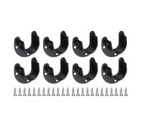 sourcing map 8Pcs Stainless Steel Closet Rod Brackets, 1.25inch Dia U-Shaped Open Type Wardrobe Holder with Screws, Shower Curtain Rod Pole End Supports Sockets Flange, Black