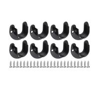 sourcing map 8Pcs Stainless Steel Closet Rod Brackets, 1 Inch Dia U-Shaped Open Type Wardrobe Holder with Screws, Shower Curtain Rod Pole End Supports Sockets Flange, Black