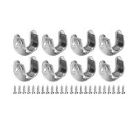 sourcing map 8Pcs Stainless Steel Closet Rod Brackets, 1 Inch Dia U-Shaped Open Type Wardrobe Holder with Screws, Shower Curtain Rod Pole End Supports Sockets Flange, Silver Tone