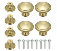 sourcing map 8Pcs Stainless Steel Knobs, 30mm/1.2" Mushroom Shaped Hardware Knobs Single Hole Pull Handle with Screws for Drawer Dresser Wardrobe Furniture Decor, Gold