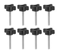 sourcing map 8pcs Star Clamping Knobs M5 x 40mm Metric Male Thread 32mm 4-Point Plastic Head Threaded Stud Knob Hand Tightening Thumb Screw Jig Handle, Black