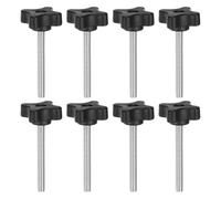 sourcing map 8pcs Star Clamping Knobs M6 x 60mm Metric Male Thread 32mm 4-Point Plastic Head Threaded Stud Knob Hand Tightening Thumb Screw Jig Handle, Black