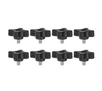sourcing map 8pcs Star Clamping Knobs M6 x 8mm Metric Male Thread 32mm 4-Point Plastic Head Threaded Stud Knob Hand Tightening Thumb Screw Jig Handle, Black