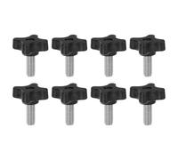 sourcing map 8pcs Star Clamping Knobs M8 x 20mm Metric Male Thread 32mm 4-Point Plastic Head Threaded Stud Knob Hand Tightening Thumb Screw Jig Handle, Black