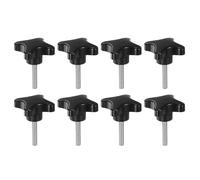 sourcing map 8pcs Star Clamping Knobs M8 x 40mm Metric Male Thread 60mm 4-Point Plastic Head Threaded Stud Knob Hand Tightening Thumb Screw Jig Handle, Black