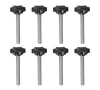 sourcing map 8pcs Star Knobs M10 x 100mm 304 Stainless Steel Threaded Stud 38mm Plastic 6-Star Head Hand Tightening Thumb Screw Clamping Jig Knob Handle, Black