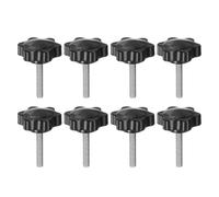 sourcing map 8pcs Star Knobs M6 x 35mm 304 Stainless Steel Threaded Stud 38mm Plastic 6-Star Head Hand Tightening Thumb Screw Clamping Jig Knob Handle, Black