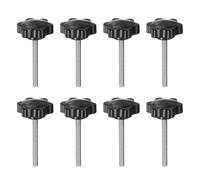 sourcing map 8pcs Star Knobs M6 x 60mm 304 Stainless Steel Threaded Stud 38mm Plastic 6-Star Head Hand Tightening Thumb Screw Clamping Jig Knob Handle, Black