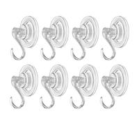 sourcing map 8pcs Suction Cup Hooks 2.44" Powerful Vacuum Suction Shower Hooks Waterproof Reusable Wreath Cup Bathroom Hook Load 6.6 lbs for Kitchen Restroom Window Wall Glass Door, Clear