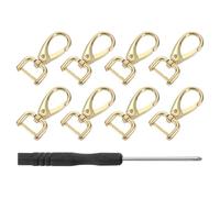 sourcing map 8Pcs Swivel Clasps Hook, 15mm(0.59 Inch) D Ring Detachable Snap Hardware Metal Lobster Claw Clasp Hook with Screwdriver for Purse Keychain DIY, Gold