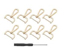 sourcing map 8Pcs Swivel Clasps Hook, 32mm(1.25 Inch) D Ring Detachable Snap Hook Metal Lobster Claw Clasp Hook with Screwdriver for Purse Making Keychain, Light Gold