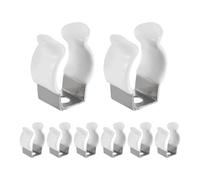 sourcing map 8Pcs T5 U Clips Holder Bracket, 304 Stainless Steel LED Fluorescent Tube Clip, Lamp Support Pipe Clamps for 10mm 3/8" Light Bulb Tube Rod Mounting Accessories, 24mm H, White
