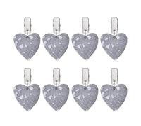 sourcing map 8Pcs Tablecloth Weights, Marble Table Cover Weights with Metal Clips, Heart Shape Stone Tablecloth Pendant 4.5 x 4.5cm for Outdoor Party Picnic Garden Table Decoration, Gray White