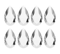 sourcing map 8Pcs Teardrop Crystal Beads, 38mm Faceted Chandelier Hanging Pendants Beads, Chandelier Prisms Parts for Home Hanging Decoration, Clear White