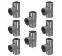sourcing map 8pcs Tee PVC Fitting 1-1/4" 3 Way Connector Furniture Build Grade Pipe Coupling Elbow Fittings for Plumbing Drain Pipe Water Build, Grey
