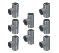 sourcing map 8pcs Tee PVC Fitting 1/2" 3 Way Connector Furniture Build Grade Pipe Coupling Elbow Fittings for Sewer Plumbing Drain Pipe Water Supplies Build Garden, Grey
