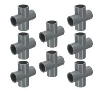sourcing map 8pcs Tee PVC Fitting 1/2" 4 Way Connector Furniture Build Grade Pipe Coupling Elbow Fittings for Sewer Plumbing Drain Pipe Water Supplies Build Garden, Grey