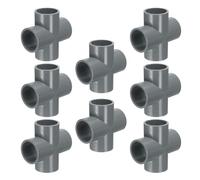 sourcing map 8pcs Tee PVC Fitting 1" 4 Way Connector Furniture Build Grade Pipe Coupling Elbow Fittings for Sewer Plumbing Drain Pipe Water Supplies Build Garden, Grey