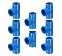sourcing map 8pcs Tee PVC Fitting 3/4" 3 Way Connector Furniture Build Grade Pipe Coupling Elbow Fittings for Plumbing Drain Pipe Water Build, Blue