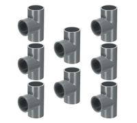 sourcing map 8pcs Tee PVC Fitting 3/4" 3 Way Connector Furniture Build Grade Pipe Coupling Elbow Fittings for Plumbing Drain Pipe Water Build, Grey