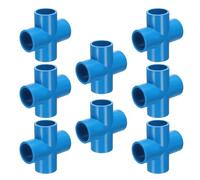 sourcing map 8pcs Tee PVC Fitting 3/4" 4 Way Connector Furniture Build Grade Pipe Coupling Elbow Fittings for Sewer Plumbing Drain Pipe Water Supplies Build Garden, Blue